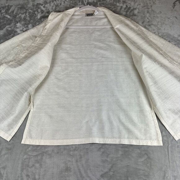 VTG Chico's Embroidered Silk Jacket Size 1 (Large) White Art To Wear (1062) - Picture 7 of 14